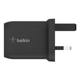 Belkin BoostCharge 65W Dual USB-C PD Wall Charger w/ PPS - Fast Charger w/ GAN Technology, Dual USB-C Ports, for Smartphones, Tablets, Apple MacbookPro 13"/ Air, ChromeBook - UK 3-Pin Plug - Black