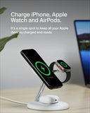 Belkin BoostCharge Pro 3-in-1 Wireless Charging Stand with Qi2 15W, iPhone, Apple Watch and AirPods Charger, with EU Plug, White