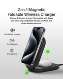 Belkin BoostCharge 2-in-1 Foldable Wireless Charger with Qi2 15W, Magnetic iPhone Charger, AirPods Charging Pad, USB-C Cable Included, Black
