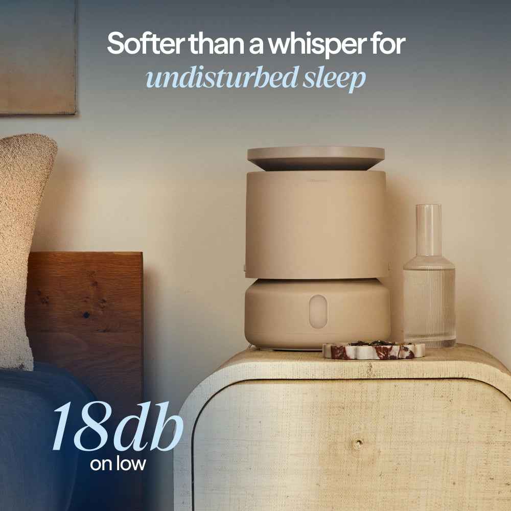 BLUEAIR Room Humidifier - DreamWell - 48Hr Top-Fill Mist-Free InvisibleMist Technology Aroma Stone for Essential Oils and Soothing Mood Lighting - Quiet Operation for Bedroom and Home Use, Beige