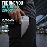BMX SolidSafe™ Air 10K Magnetic Power Bank| Slim 13mm Semi-Solid Qi2.2 TSA Flight Approved, 15W/30W Wireless/Wired, USB-C Fast Charging for iPhone 18/17/16/15 MagSafe Phones & Cases - Black