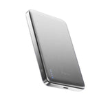 BMX SolidSafe™ Air 10K Magnetic Power Bank| Slim 13mm Semi-Solid Qi2.2 TSA Flight Approved, 15W/30W Wireless/Wired, USB-C Fast Charging for iPhone 18/17/16/15 MagSafe Phones & Cases - Silver