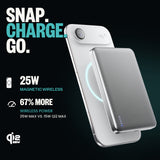 BMX SolidSafe™ Air 10K Magnetic Power Bank| Slim 13mm Semi-Solid Qi2.2 TSA Flight Approved, 15W/30W Wireless/Wired, USB-C Fast Charging for iPhone 18/17/16/15 MagSafe Phones & Cases - Silver