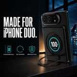 BMX SolidSafe™ Duo 5K Magnetic Power Bank| Semi-Solid Qi2, TSA Flight Approved, 15W/20W Wireless/Wired, Built-in Ring Stand, for iPhone Duo 18/17/16/15 MagSafe Phones & Cases - Black