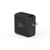 BMX GaNsta 100W Laptop World Charger | GaN Fast Charger, LCD Display, Multi-Port USB-C with Travel Adapters, for MacBook Pro/Air, Laptops, 2-in-1, Tablets, Smartphones, Headphones, Black
