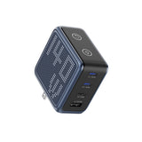 BMX GaNsta 140W Laptop World Charger | GaN Fast Charger, Pixel Display, Multi-Port USB-C Charging with Travel Adapters, for MacBook Pro/Air, Laptops, 2-in-1, Tablets, Smartphones, Headphones, Blue