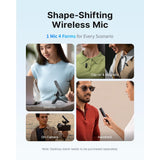 BOYA Magic Wireless Mini Microphones for iPhone/Android/PC/Camera, 4 Form-in-1 Mic, 7g Lightweight,AI Noise Reduction, 48kHz/24bit,APP Control, 328ft Range,Microphone for Recording(Stand not included)