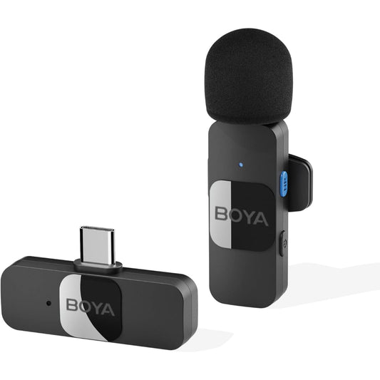 BOYA Wireless Lavalier Microphone for Android USB C Smartphone Tablet External Noise Canceling Mini Lapel Type C Microphone for iPhone 15 Clip-On Mic for Video Recording Podcast YouTube Live Streaming