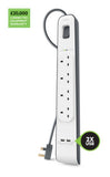 BELKIN 4-outlet Surge Protection Strip (2M)| Protective Power Extension Cord Up to 525 Joules, Anti-Power Spikes & Voltage Fluctuations, 2x 2.4 Amp USB-A Charging