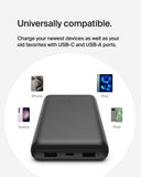 Belkin BOOSTCHARGE 20K Power Bank - Fast Charge 3 Ports (USB-C 1x, USB-A 2x) for Apple iPhone 14/13/12/11/XR/XS/X/8/7/6 Pro Max Plus Mini, iPad Pro/Air/Mini, Airpods & other USB-C Devices - Black