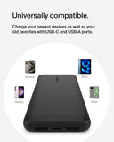 بنك طاقة بيلكين بوست تشارج بسعة 10000 مللي أمبير، شحن سريع بقوة 15 واط، منفذان USB-C، منفذان USB-A - أسود