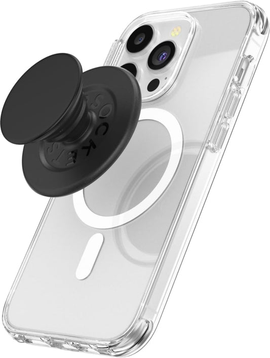 PopSockets MagSafe PopGrip Matte| Magnetic Phone Grip & Stand, Strong Magnet, for iPhone 15/14/13/12 & MagSafe Cases, Included Adapter Ring for non-MagSafe Phones & Cases - Black