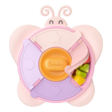 BoBaby Snack Buddies Butterfly pink 5-compartment silicone suction snack tray