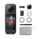 Insta360 X5 Essentials Bundle|X5 Camera + Extra Battery + 114cm Invisible Sefie Stick + Lens Cap + Carry Case, 15m Waterproof 8K 360 Action Camera, Low Light Capture, Wind Guard - Black