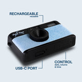 Camp Snap V105 Screen-Free Digital Camera | 8MP Point-and-Shoot Vintage Style, LED Flash, Rechargeable Battery, 500 Photos per charge, Includes 4GB Micro SD Card, for Kids and Adults, Denim