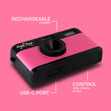 Camp Snap V105 Screen-Free Digital Camera | 8MP Point-and-Shoot Vintage Style, LED Flash, Rechargeable Battery, 500 Photos per charge, Includes 4GB Micro SD Card, for Kids and Adults, Flamingo Pink
