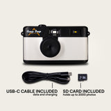 Camp Snap V105 Screen-Free Digital Camera | 8MP Point-and-Shoot Vintage Style, LED Flash, Rechargeable Battery, 500 Photos per charge, Includes 4GB Micro SD Card, for Kids and Adults, Arctic White