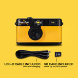 Camp Snap V105 Screen-Free Digital Camera | 8MP Point-and-Shoot Vintage Style, LED Flash, Rechargeable Battery, 500 Photos per charge, Includes 4GB Micro SD Card, for Kids and Adults, Sunbeam Yellow
