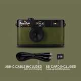 Camp Snap V105 Screen-Free Digital Camera | 8MP Point-and-Shoot Vintage Style, LED Flash, Rechargeable Battery, 500 Photos per charge, Includes 4GB Micro SD Card, for Kids and Adults, Forest Green