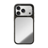CASETiFY iPhone 18 Pro Impact Canvas Mirror Case | MagSafe Compatible, Reflective Mirror Back, Protective Phone Case, Raised Screen & Camera Edges, Charm-Ready - Silver / Glossy Black