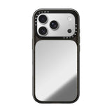 CASETiFY iPhone 18 Pro Impact Canvas Mirror Case | MagSafe Compatible, Reflective Mirror Back, Protective Phone Case, Raised Screen & Camera Edges, Charm-Ready - Silver / Glossy Black