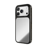 CASETiFY iPhone 18 Pro Max Impact Canvas Mirror Case | MagSafe Compatible, Reflective Mirror Back, Protective Phone Case, Raised Screen & Camera Edges, Charm-Ready - Silver / Glossy Black
