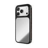 CASETiFY iPhone 18 Pro Max Impact Canvas Mirror Case | MagSafe Compatible, Reflective Mirror Back, Protective Phone Case, Raised Screen & Camera Edges, Charm-Ready - Silver / Glossy Black