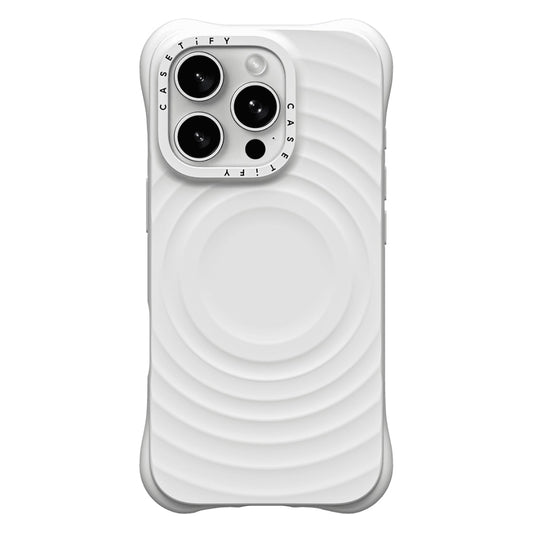 جراب CASETIFY Ripple لهاتف iPhone 16 Pro مع MagSafe باللون الأبيض