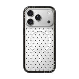 CASETiFY iPhone 18 Pro Compact Case | MagSafe Compatible, 4-Ft Drop Protection, 2x Military Grade, Slim Lightweight Case, Raised Bezel & Camera Ring, Charm-Ready - Black Frame / Polka Hearts