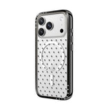 CASETiFY iPhone 18 Pro Compact Case | MagSafe Compatible, 4-Ft Drop Protection, 2x Military Grade, Slim Lightweight Case, Raised Bezel & Camera Ring, Charm-Ready - Black Frame / Polka Hearts