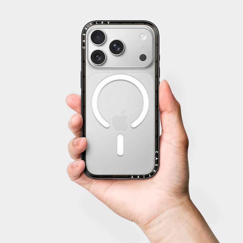CASETiFY iPhone 18 Pro Compact Case | MagSafe Compatible, 4-Ft Drop Protection, 2x Military Grade, Slim Lightweight Case, Raised Bezel & Camera Ring, Charm-Ready - Black Frame / Polka Hearts