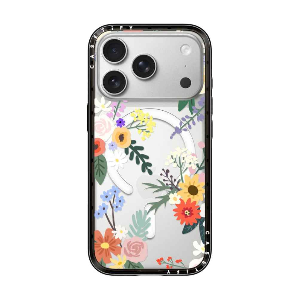 CASETiFY iPhone 18 Pro Compact Case | MagSafe Compatible, 4-Ft Drop Protection, 2x Military Grade, Slim Lightweight Case, Raised Bezel & Camera Ring, Charm-Ready - Black Frame / Alpine Florals