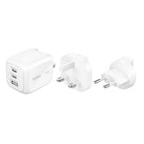 Belkin BoostCharge Pro 3-Port GaN Wall Charger 70W + Travel Adapters | PD Fast Charger, Compact Wall Charger w/ International Plugs,for iPhone, Samsung, iPad, Tablets, MacBook and USB-C Devices