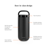 كوب إمبر للتحكم في درجة الحرارة، سعة 473 مل / 16 أونصة، أسود اللون، مزود بقابس بريطاني