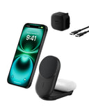 شاحن Belkin UltraCharge 3 في 1 قابل للطي بتقنية MagSafe Qi2 | لأجهزة iPhone و Apple Watch و AirPods مع منفذ طاقة USB-C بقوة 45 واط، شكل مربع / أسود