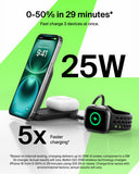 شاحن Belkin UltraCharge 3 في 1 قابل للطي بتقنية MagSafe Qi2 | لأجهزة iPhone و Apple Watch و AirPods مع منفذ طاقة USB-C بقوة 45 واط، شكل مربع / أسود