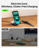شاحن Belkin UltraCharge 3 في 1 قابل للطي بتقنية MagSafe Qi2 | لأجهزة iPhone و Apple Watch و AirPods مع منفذ طاقة USB-C بقوة 45 واط، شكل مربع / أسود
