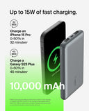 باور بانك بيلكين 10K، شحن معزز 15 واط، منفذ USB-C مزدوج 12 واط × 2، منفذ USB-A مزدوج، لون رمادي فضائي
