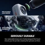 Insta360 X5 Motorcycle Bundle| 15M Waterproof 8K 360 Action Camera, Dual 1/1.28" Sensor, Low Light Capture, Wind Guard, Replaceable Lens, 185 Mins Battery Life, AI Editing, Auto Stabilization - Black