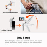 Insta360 Flow 2 Gimbal AI Tracker Bundle| Handheld Gimbal w/ Deep Track 4.0 Precise Subject Tracking, Gesture Control, for Livestreamers, Bloggers, Video Calls, for Android and iOS - Stone Grey