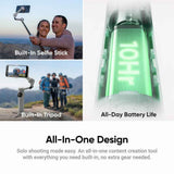 Insta360 Flow 2 Gimbal Standard Bundle| Handheld Gimbal + Selfie Stick + Tripod + Power Bnks, Gesture Control, Face Tracking, for Livestreamers, Bloggers, Video Calls, for Android and iOS - Grey