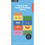 Kidoki Stack & Mix Wooden Building Blocks | Wooden Block Toy, Mix and Match Characters, Creative Play