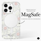 Kate Spade Clear Floral Case Compatible with iPhone 15 Pro 2023 6.1" - 10Ft Drop Protection Cover, Made from Recycled Materials, Magsafe Wireless Charging Compatible - Hollyhock Cream