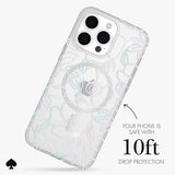 Kate Spade Clear Floral Case Compatible with iPhone 15 Pro Max 2023 6.7" - 10Ft Drop Protection Cover, Made from Recycled Materials, Magsafe Wireless Charging Compatible - Modern Floral Silver