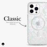 Kate Spade Clear Floral Case Compatible with iPhone 15 Pro Max 2023 6.7" - 10Ft Drop Protection Cover, Made from Recycled Materials, Magsafe Wireless Charging Compatible - Modern Floral Silver