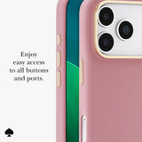 جراب CASE-MATE Kate Spade لهاتف iPhone 17 Pro، مصنوع من السيليكون، بنقشة لون وردي داكن، مزود بخاصية Magsafe