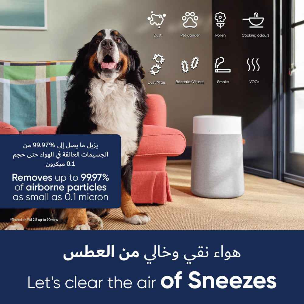 BLUEAIR Blue Max 3450i | Hi-Performance Air Purifier, 3-Stage Filtration, Collects Dust, Gas, Pet Hair, VOCs, Washable Fabric Pre-Filter, for Home/Office – Up to 540 sqf Room size - White Grey (Copy)
