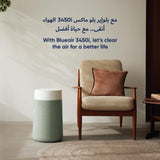 BLUEAIR Blue Max 3450i | Hi-Performance Air Purifier, 3-Stage Filtration, Collects Dust, Gas, Pet Hair, VOCs, Washable Fabric Pre-Filter, for Home/Office – Up to 540 sqf Room size - White Grey