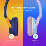 myFirst CareBuds Max - Wireless Headphones for Kids with Microphone Interchangeable EarPads Smart Volume Limit 52 Hours Playtime Fast Charging (Blueberry Pop)