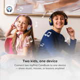 myFirst CareBuds Max - Wireless Headphones for Kids with Microphone Interchangeable EarPads Smart Volume Limit 52 Hours Playtime Fast Charging (Blueberry Pop)